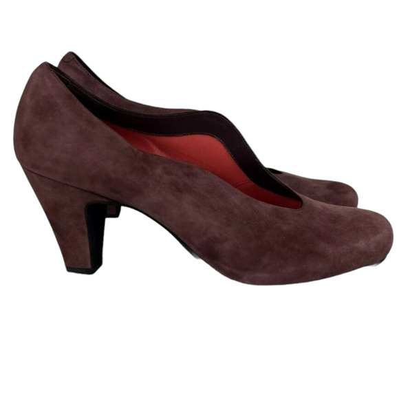 Pas de Rouge Women’s Heels 41 US 11 Burgundy Suede Leather Pumps Italy 3” - Picture 1 of 11